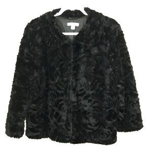 JohnPaulRichard Floral Faux Fur Jacket L Lightweight Date Night Party
